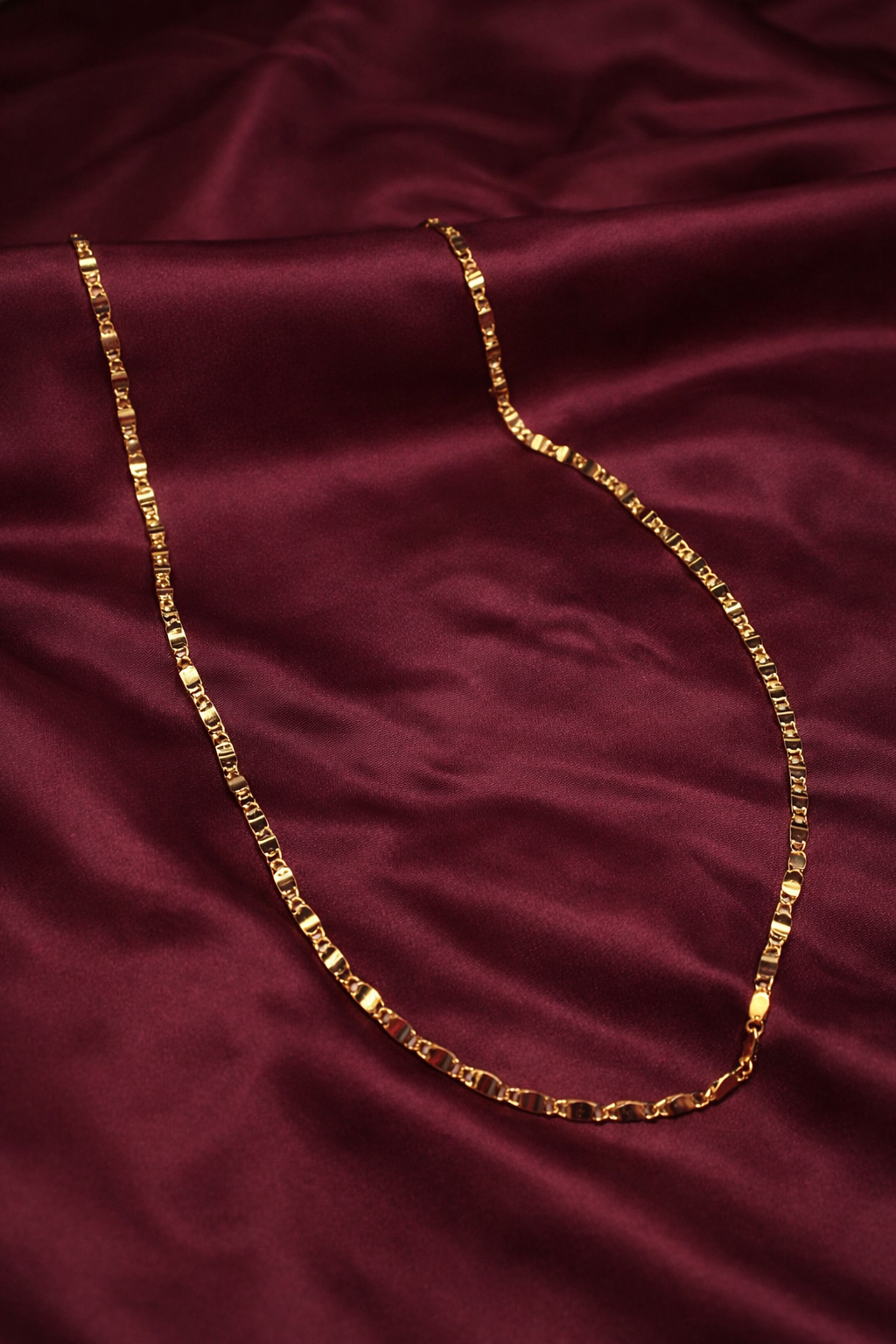 Gold Plated Flat Link Slim Chain