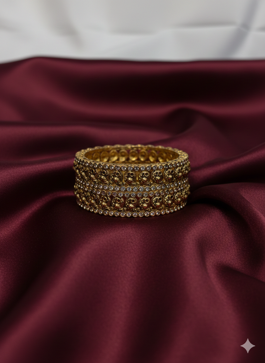 Gold Plated Twin Peacock Bangle