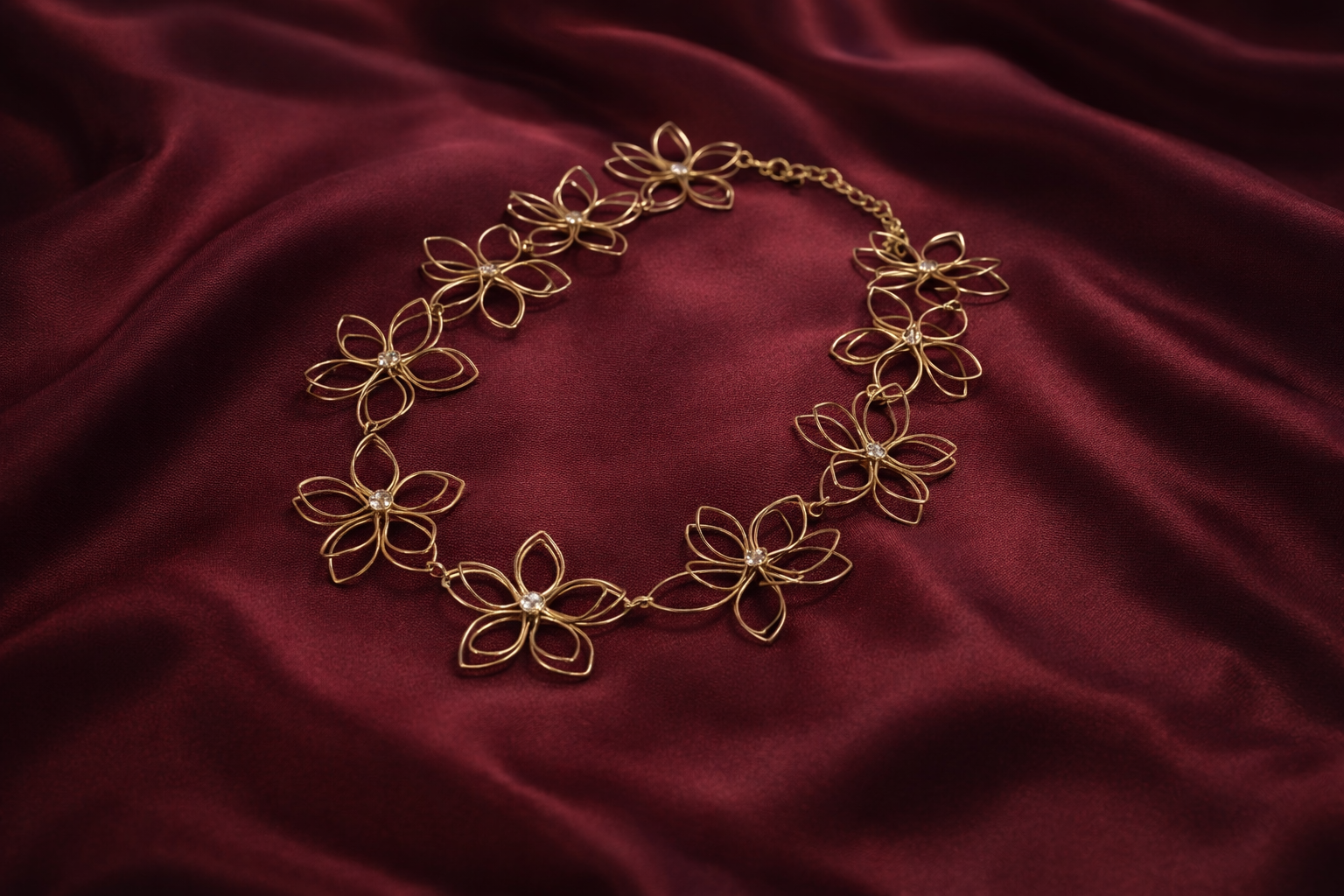 Gold Plated Floral Link Choker Necklace