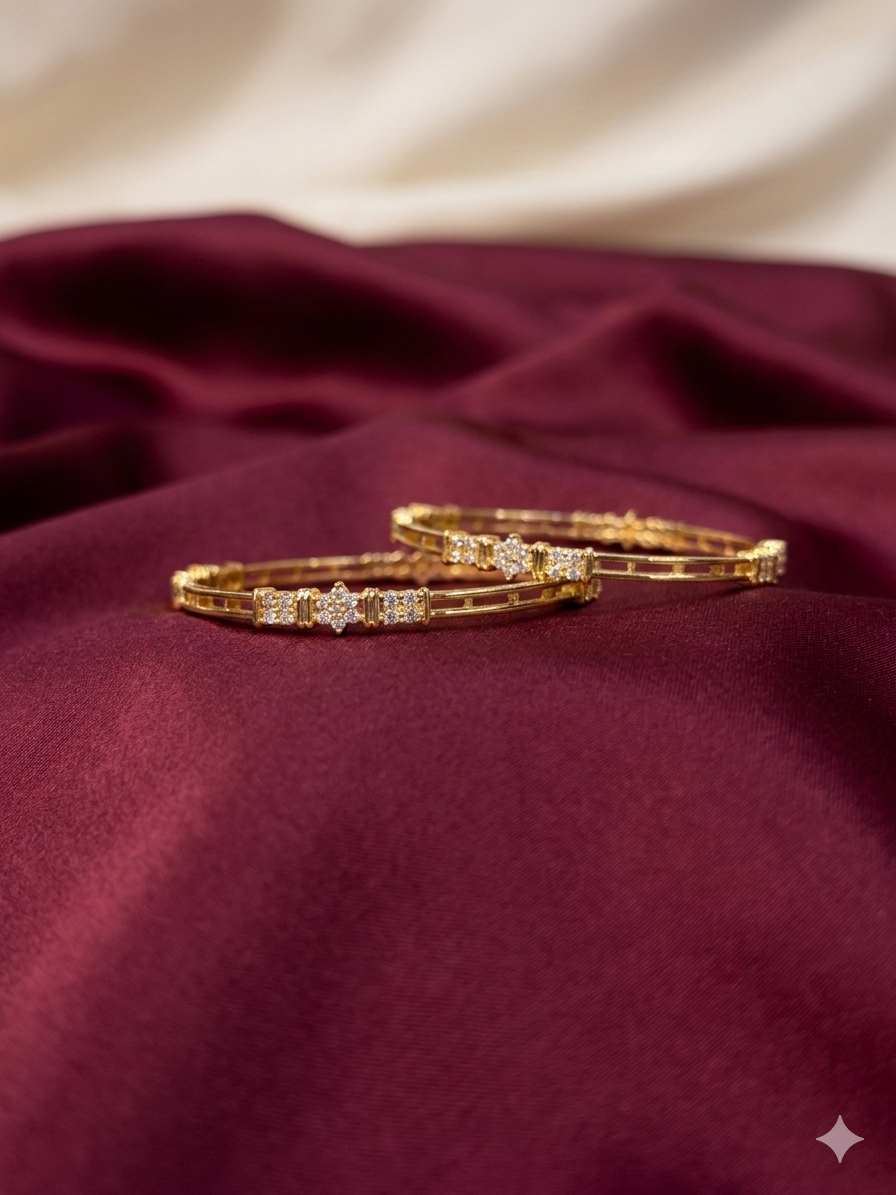 Cubic Zirconia Square Link Bangles