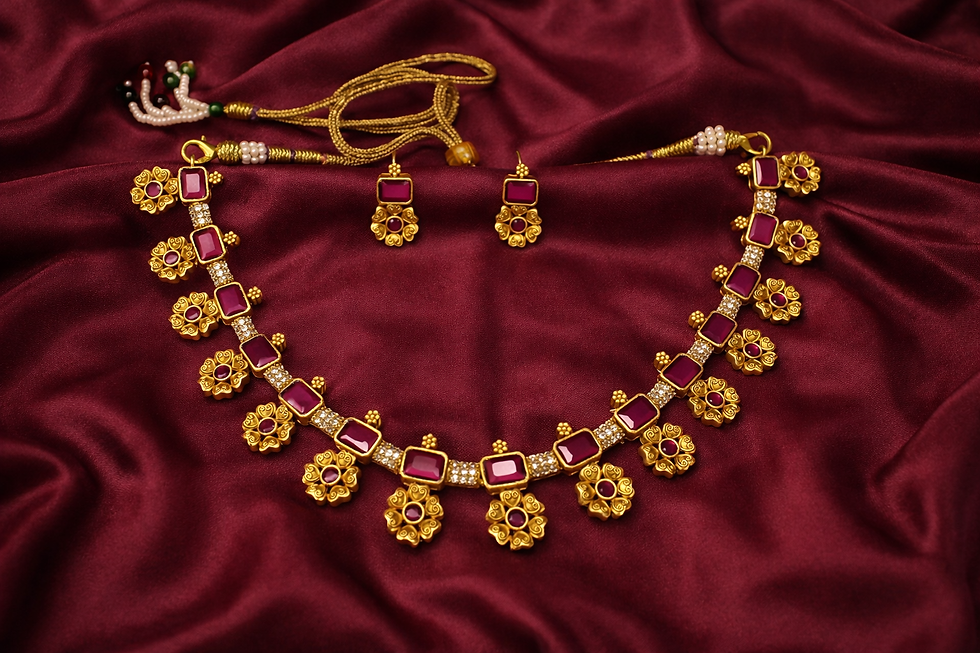 Antique Gold-Finish Choker Necklace