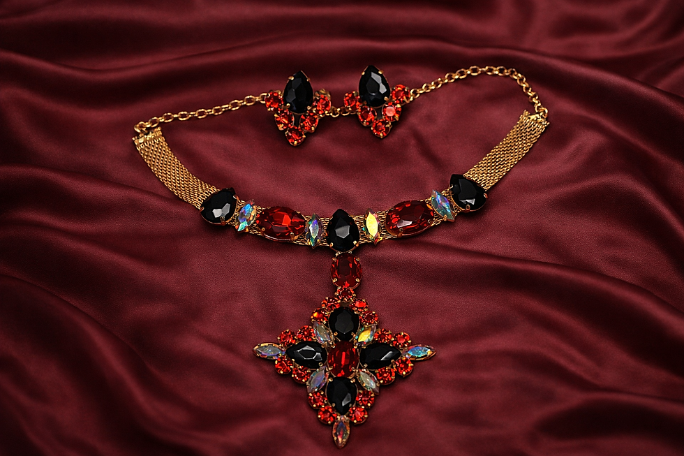 Exotic Gold Mesh Statement Necklace