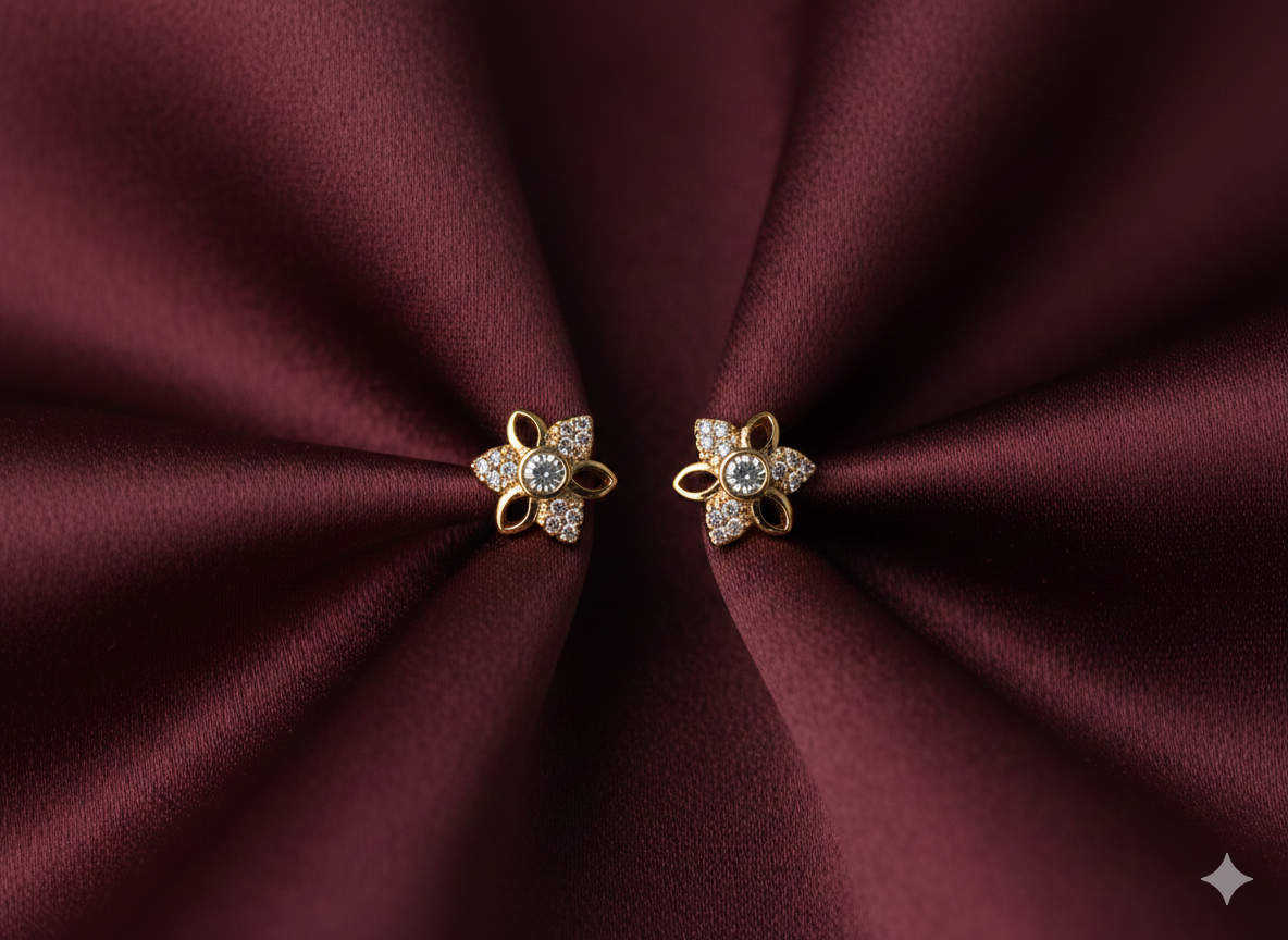 Gold-Plated Floral Stud Earrings