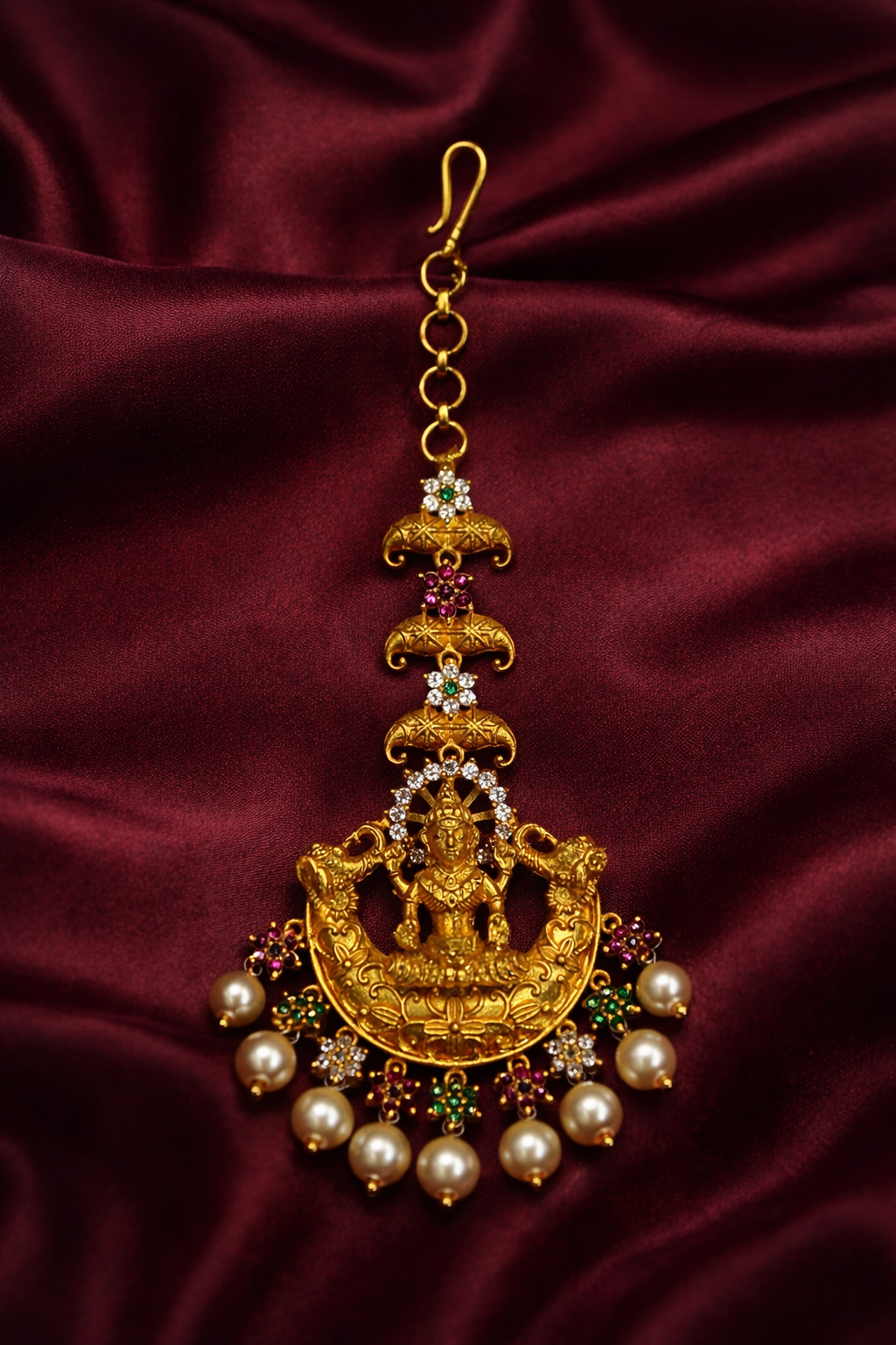 Lakshmi Motif Antique Maang Tikka