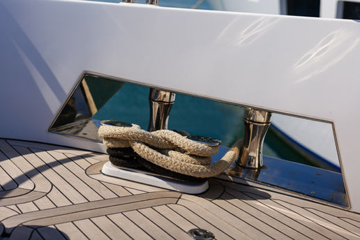 Mooring ropes on polished bollards