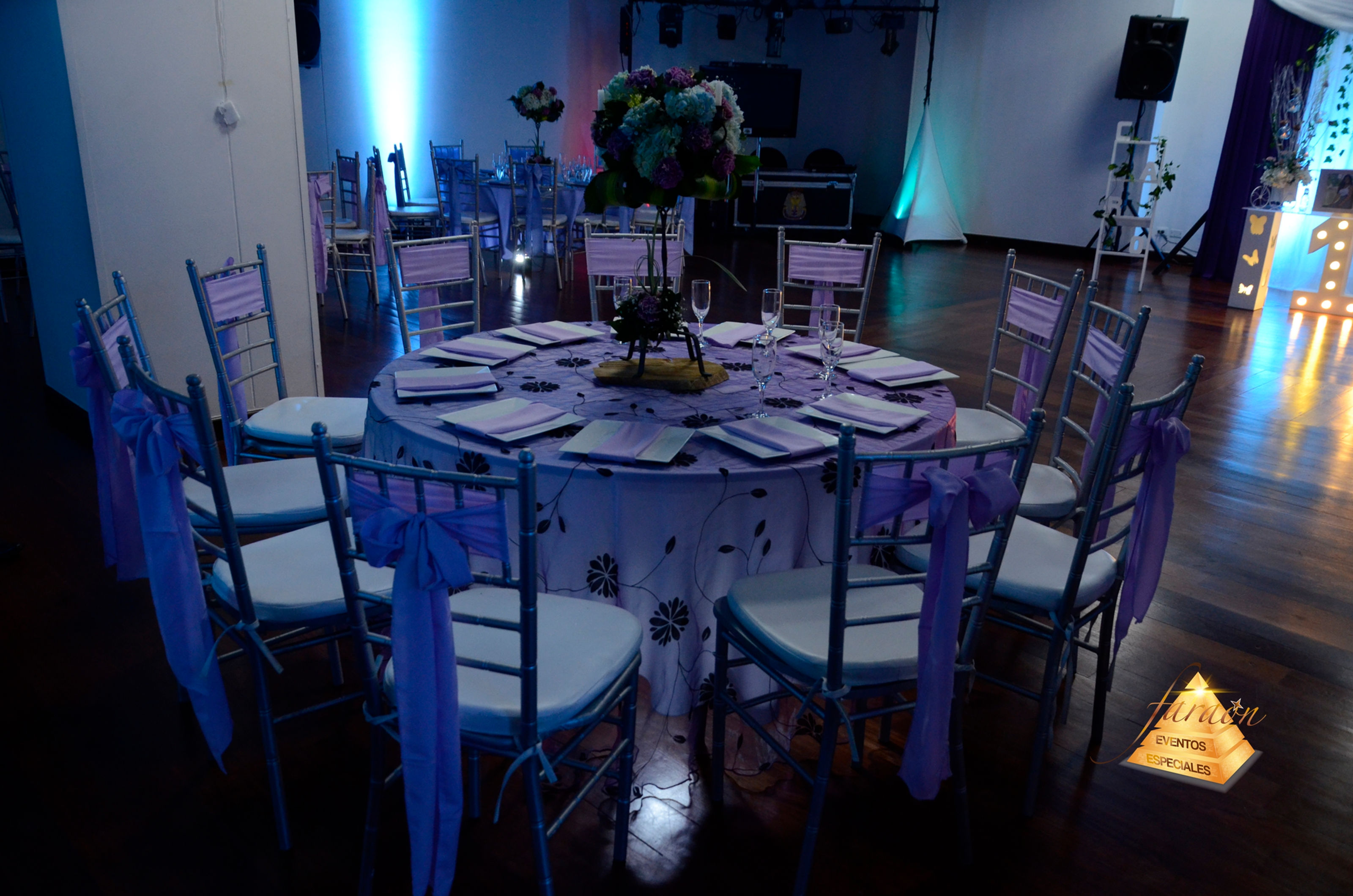 MANTEL AL PISO MORADO ORGANZA