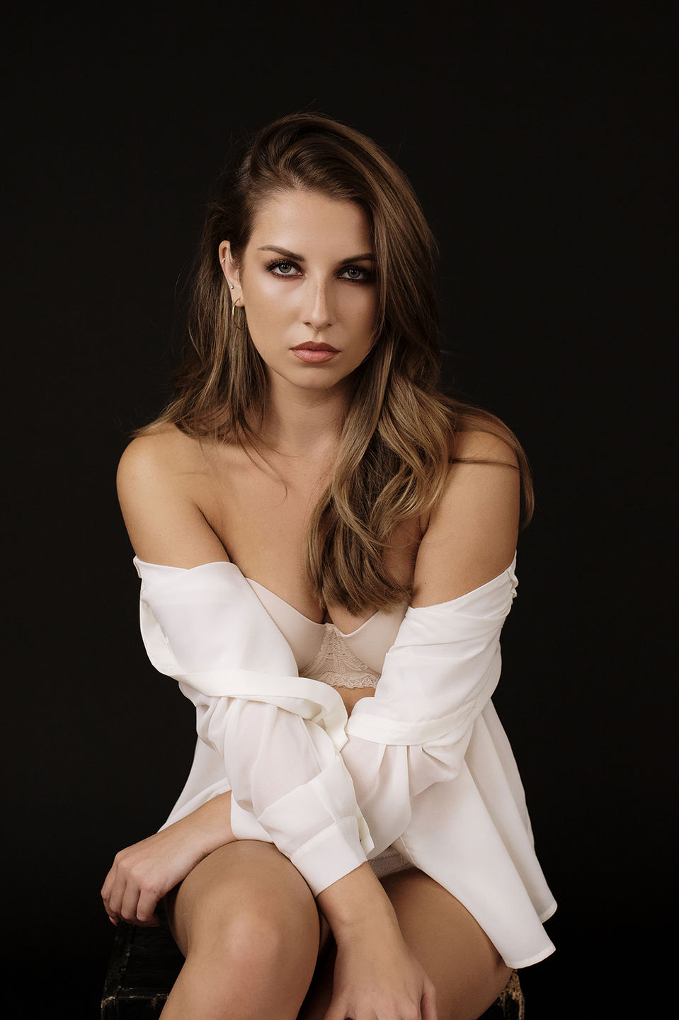 women in white shirt boudoir