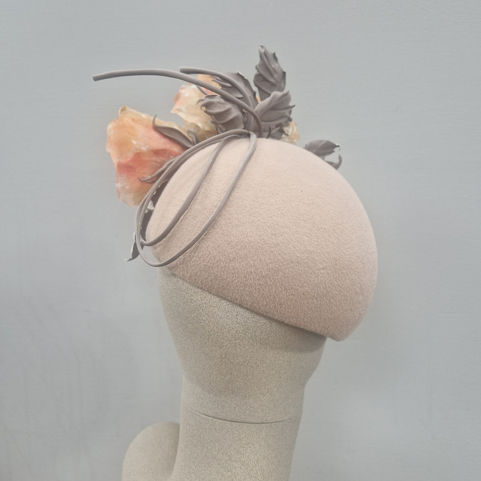 Thumbnail: Felt Skullcap with Silk Handmade Roses