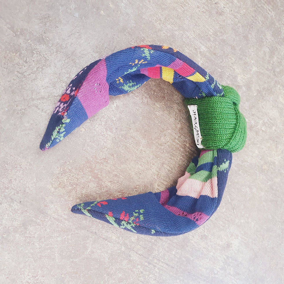 Thumbnail: Blue & Green Handmade Knit Headband
