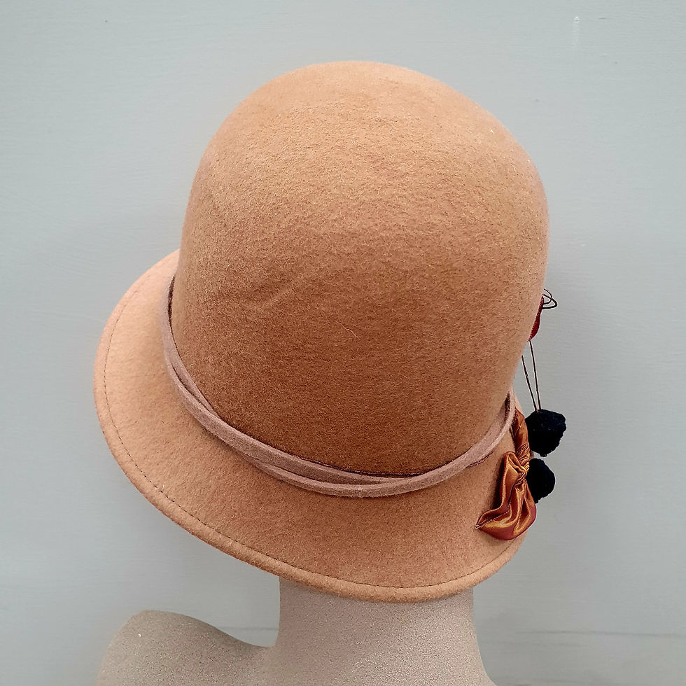 Thumbnail: Flapper Cloche with Handmade French Wire Ribbon Flowers