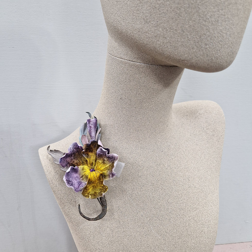 Thumbnail: Velvet Pansy Brooch Pin - Turmeric Lilac