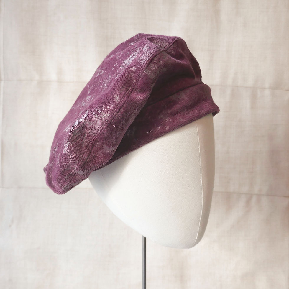 Thumbnail: Distressed Cerise Velvet in 1940s Vintage Style Beret