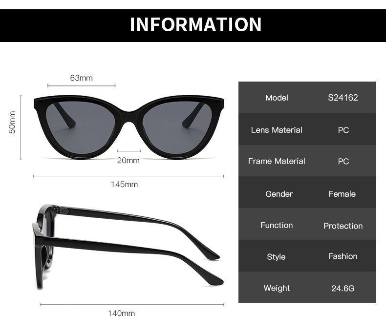 Thumbnail: Large Frame Cat Eye Sunglasses Women High Quality 