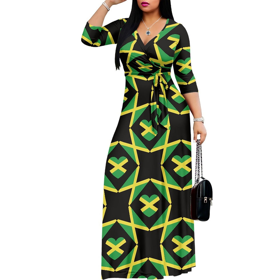 Thumbnail: Jamaican Maxi Dress for Women Short Sleeve Casual Summer Loose with Pockets