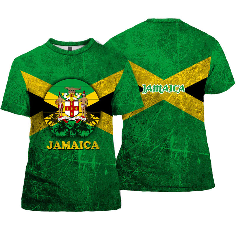 Thumbnail: Jamaica Flag Lion Emblem Graphic Men T-Shirt Clothing 3D Jamaican Pride Printed