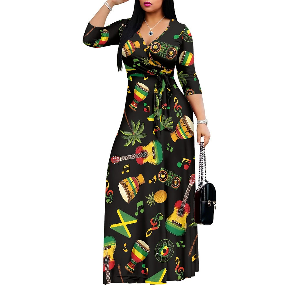 Thumbnail: Jamaican Maxi Dress for Women Short Sleeve Casual Summer Loose with Pockets