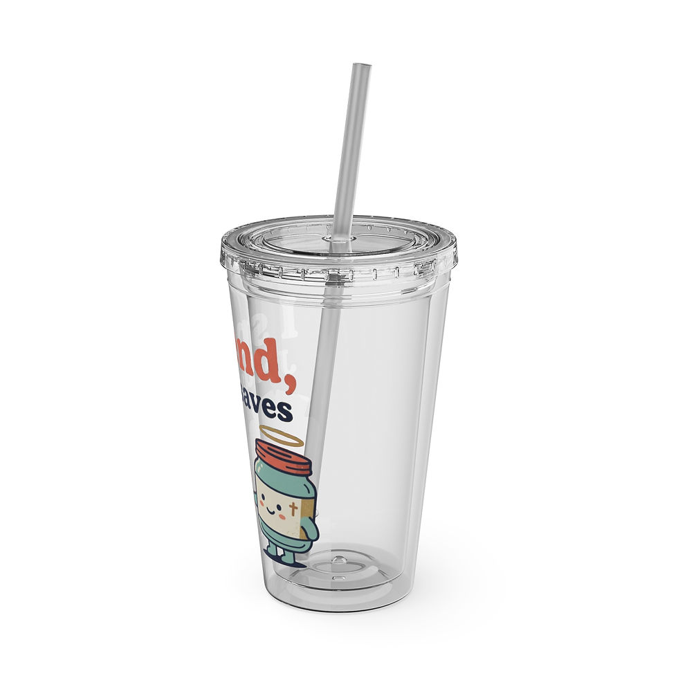 Thumbnail: 16oz Christian Tumbler with Straw — "I Spend, Jesus Saves" Piggy Design