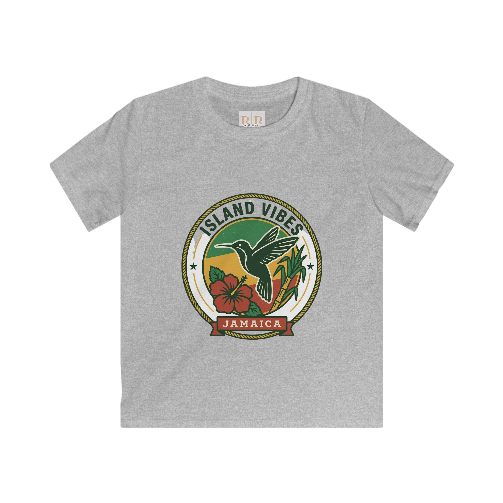Island Vibes Jamaica Kids T‑Shirt — Tropical Hummingbird & Hibiscus Tee