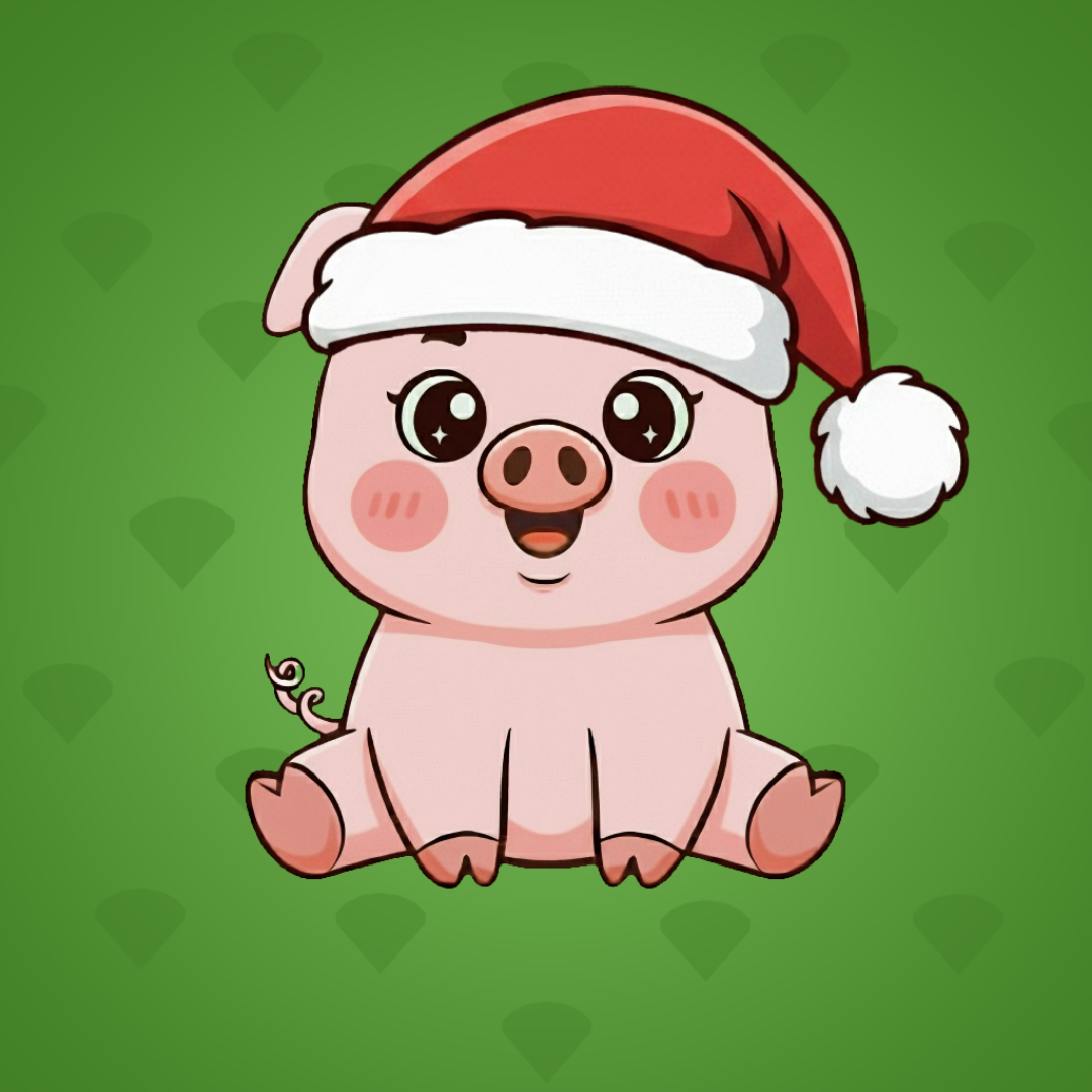 Christmas Hat Piggy Green/Diamond
