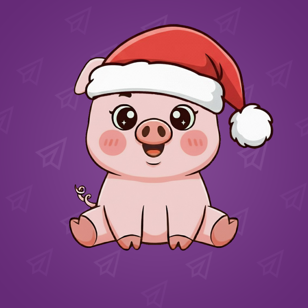 Christmas Hat Piggy Purple/Plane
