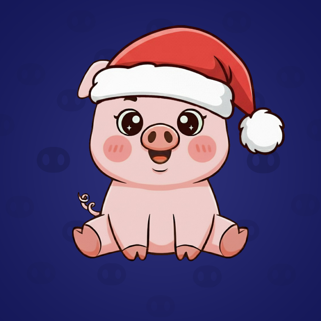 Christmas Hat Piggy Blue/Patch