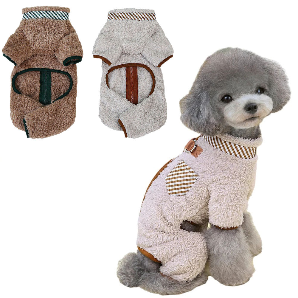 Soft Warm Fleece Dog Jumpsuit Winter Pet Dog Jacket with Zipper for Small Dogs P