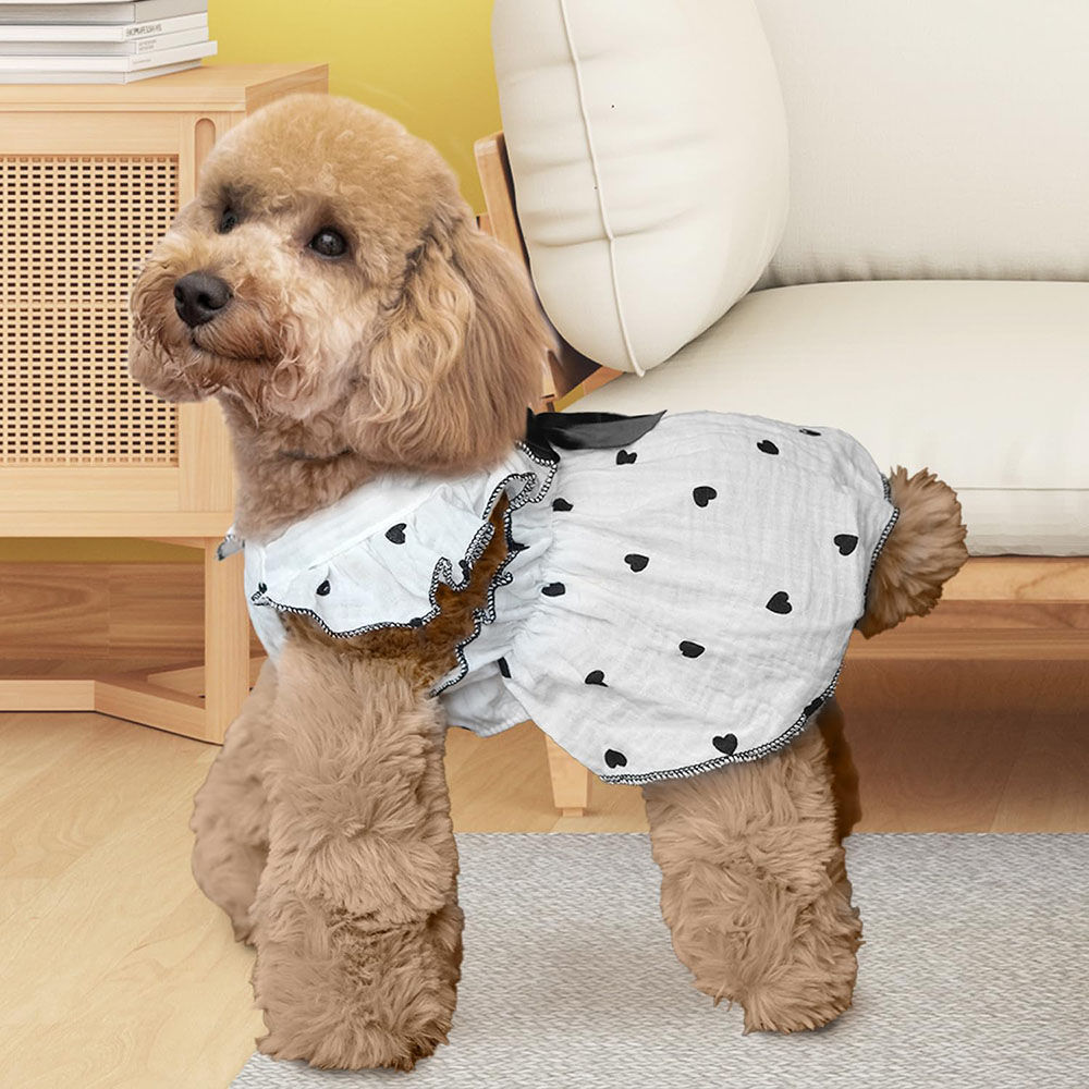 2 Pack Dogs Tutu Dresses Summer Breathable Cotton Puppy Pet Clothes Cute Heart P