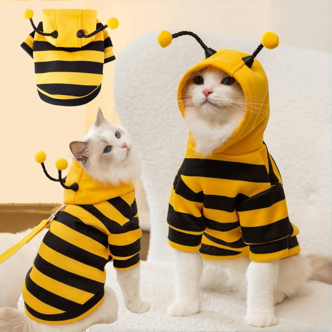 Bee Pet Puppy Coat Apparel Outfit Dog Halloween Hoodies Winter Cat Cosplay Costu