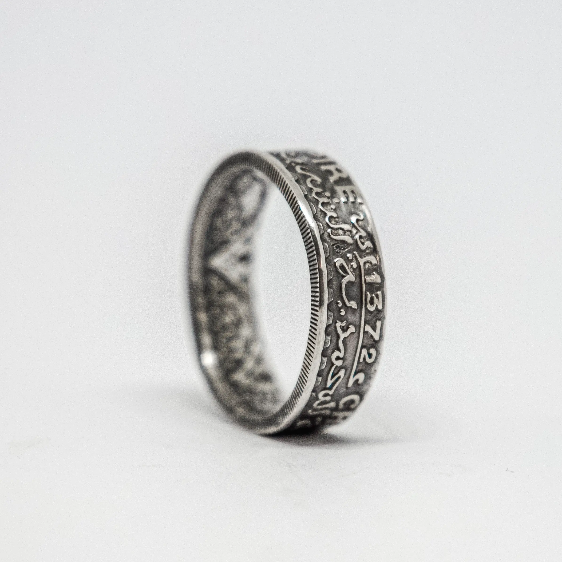 Bague pièce de monnaie 200 Francs Maroc Argent