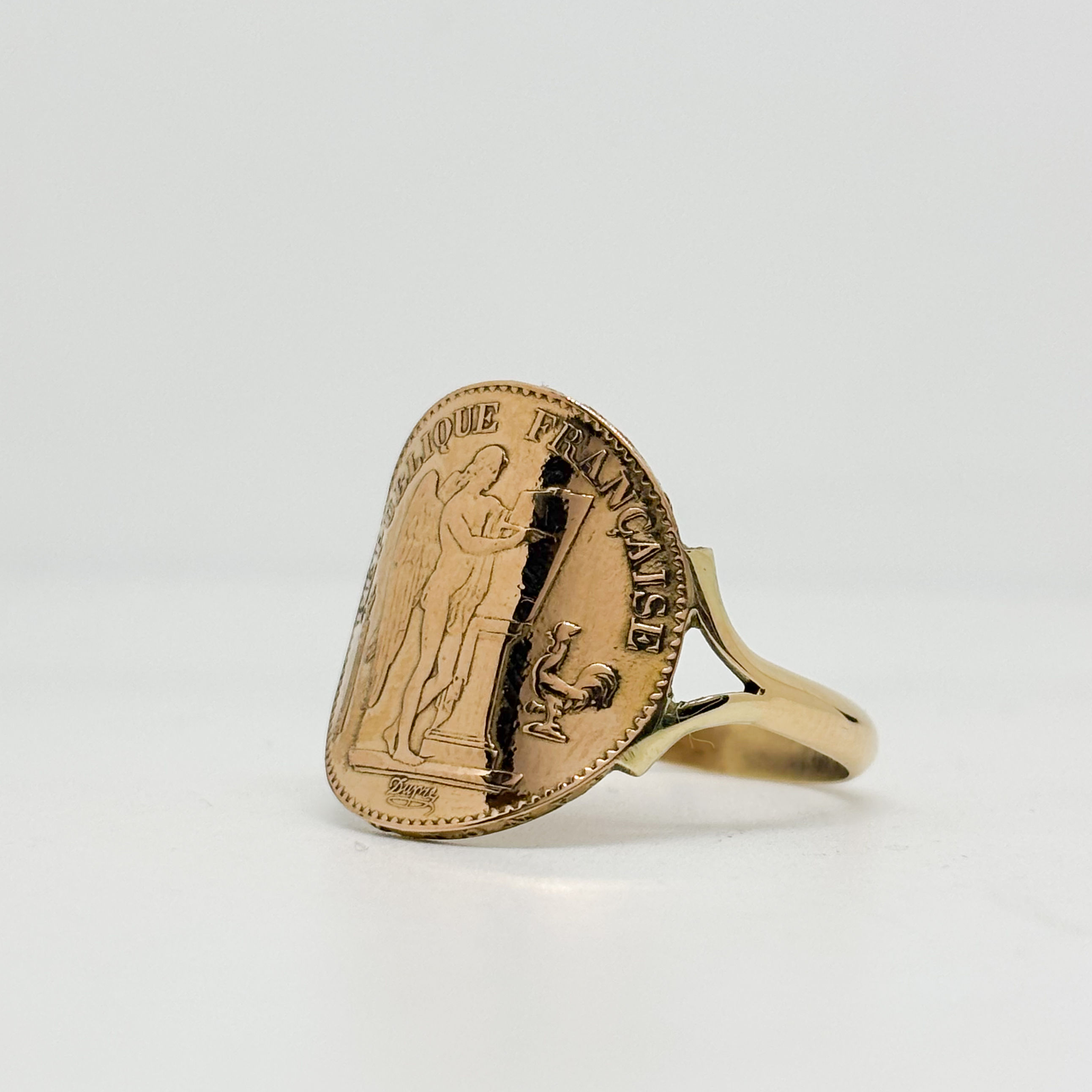 Bague 20 Francs Génie, Cintrée Double Corps, Or