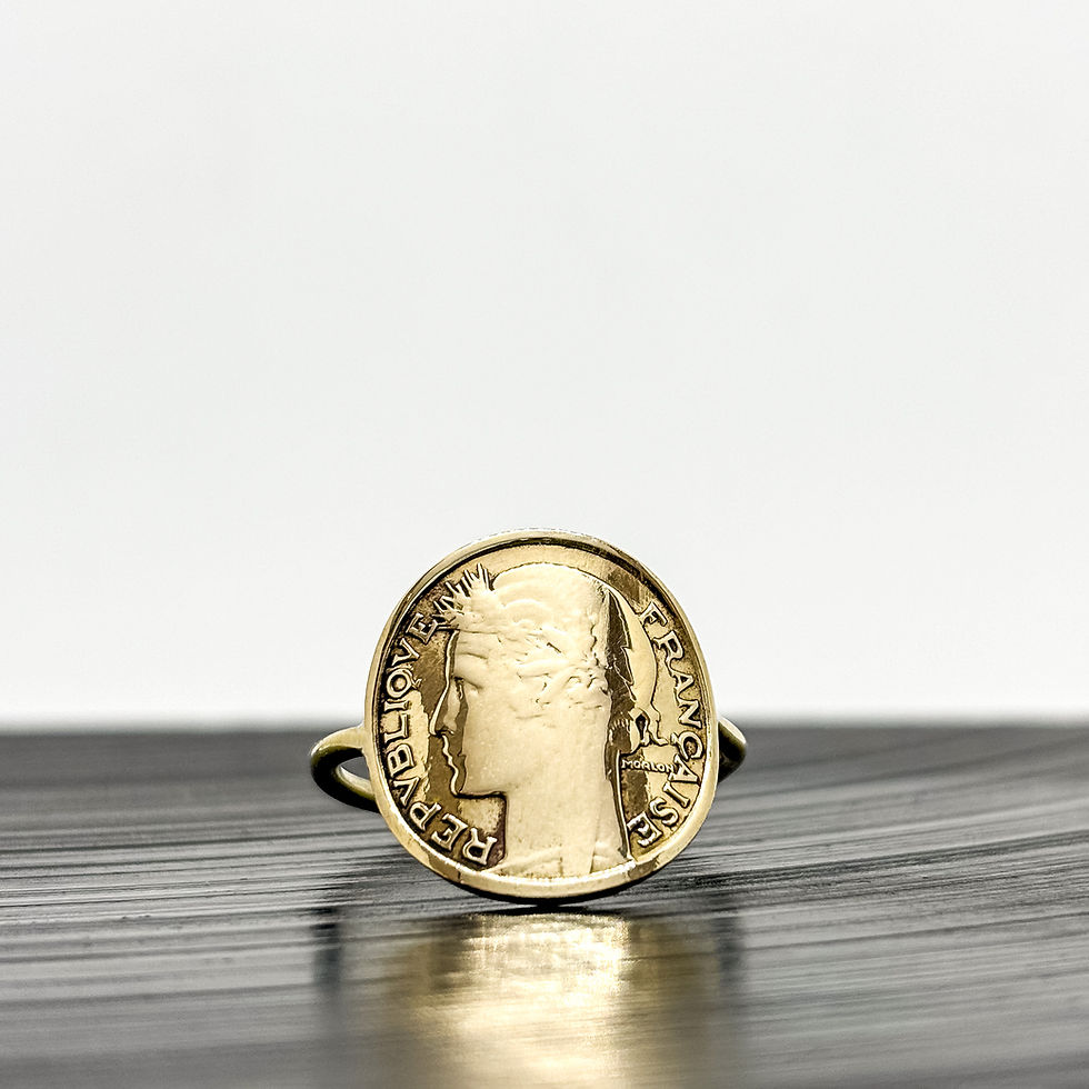 Miniature : Bague cintrée en laiton avec pièce de 50 Centimes Marianne de Morlon
