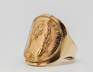 Chevalière pièce d monnaie 20 Francs napoléon Or