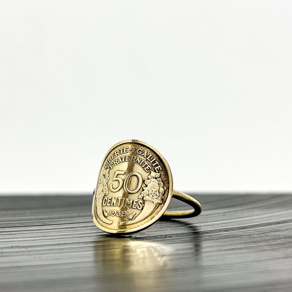 Miniature : Bague cintrée en laiton avec pièce de 50 Centimes Marianne de Morlon