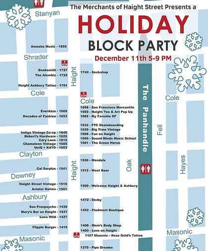 Map of participating businesses in the block party event