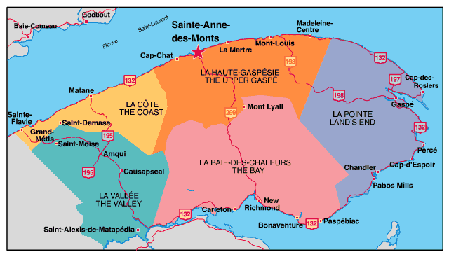 Map de la Gaspérie et des fermes Les Produits Tapp