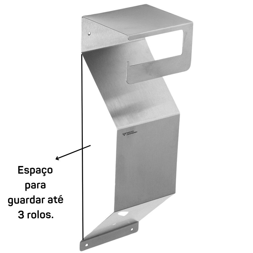 Miniatura: Suporte de Papel Higiênico com Porta Rolos - Parede - Inox