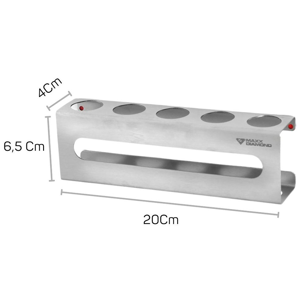 Miniatura: Suporte Porta Temperos Inox com 5 Tubetes - com Dupla Face