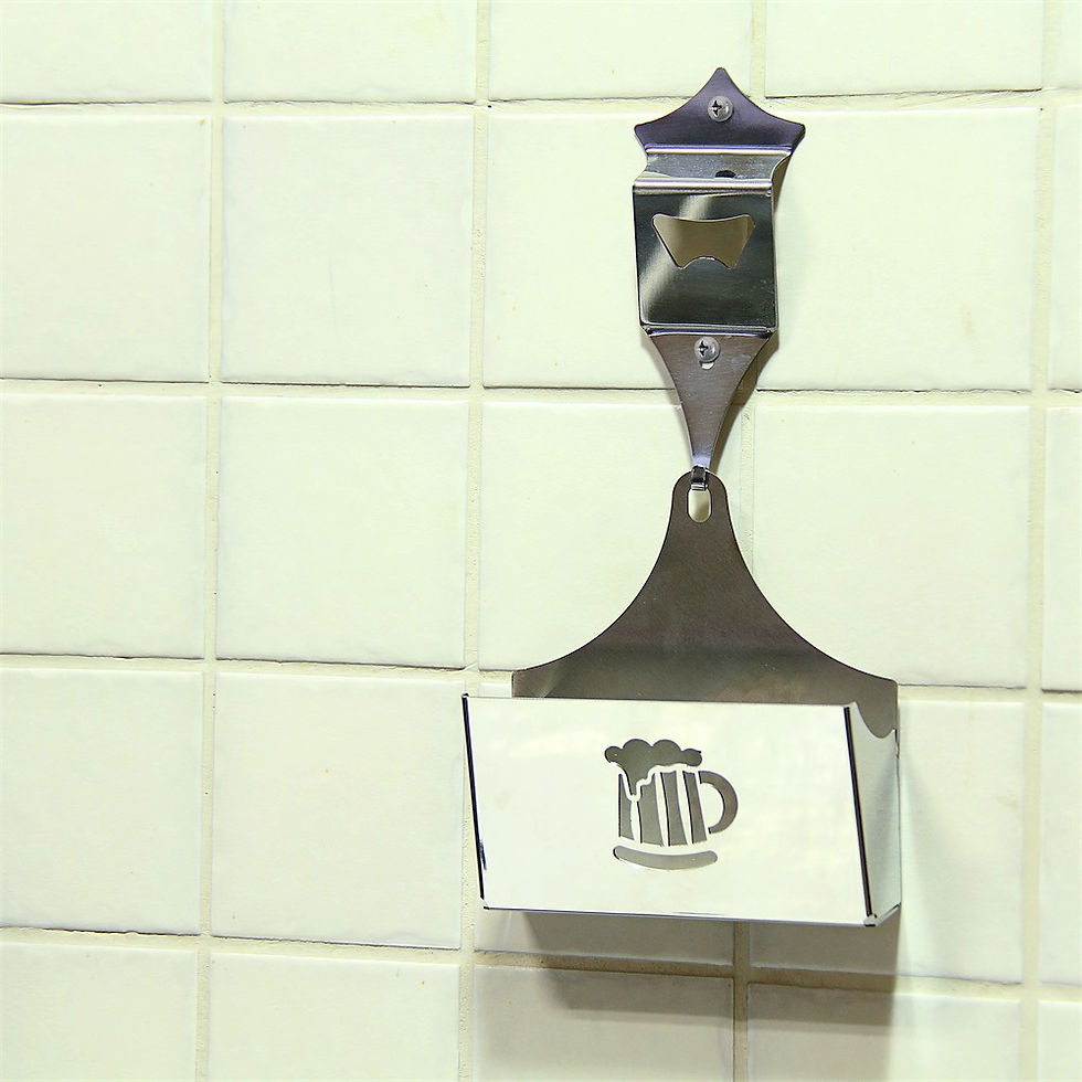Miniatura: Abridor de Garrafas com Porta Tampinhas Parede - Inox