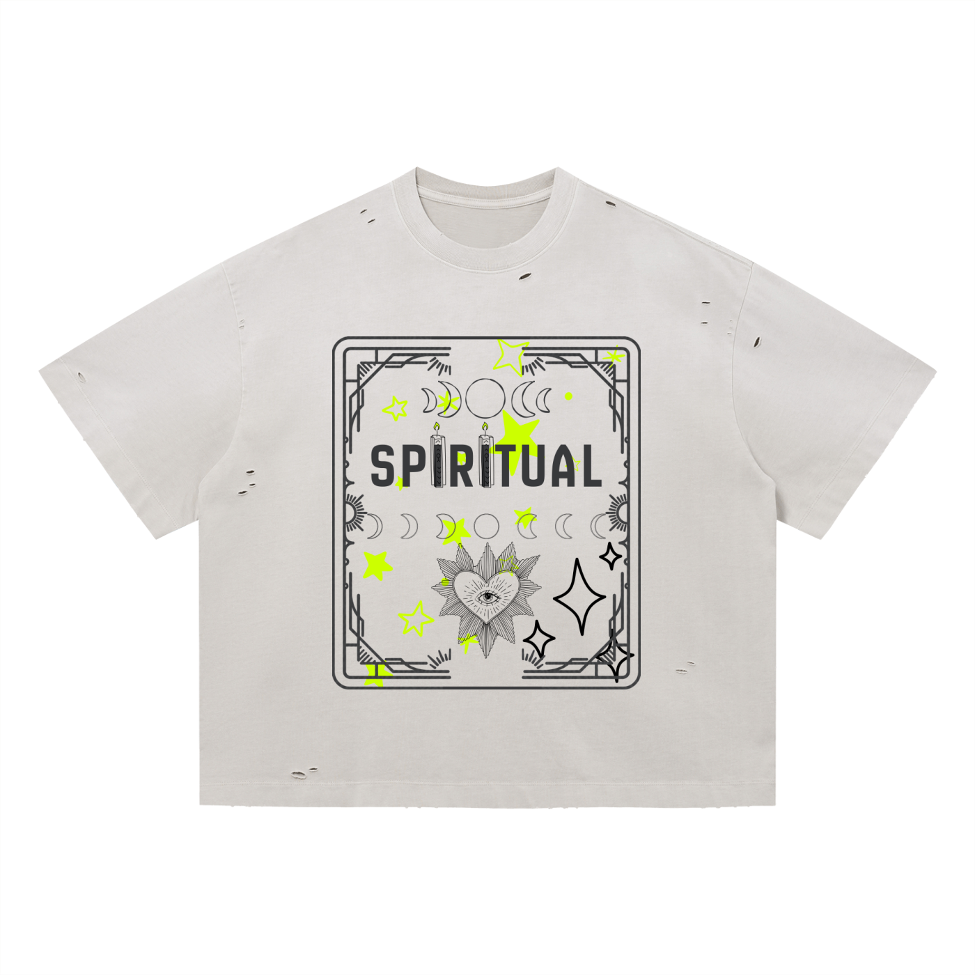 Spiritual Vintage Washed Distressed Boxy Oversized T-Shirt