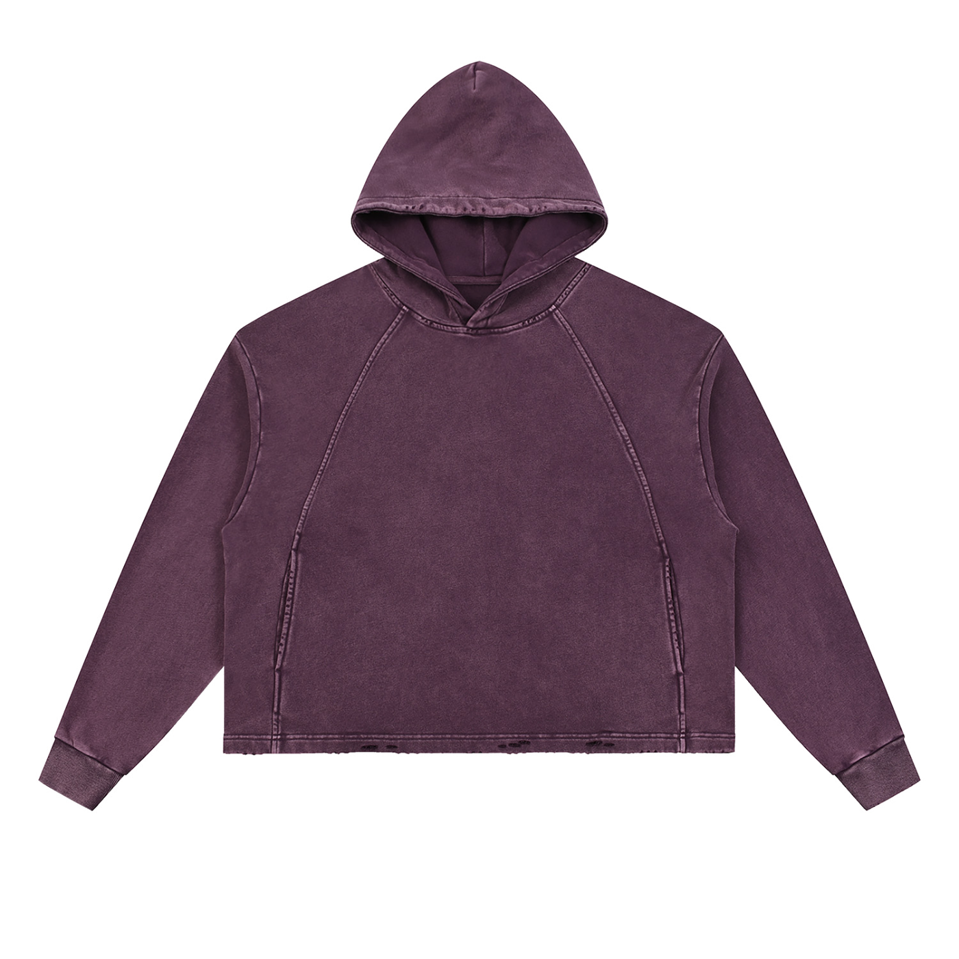 Vintage Washed Hoodie – Purple Frayed Hem Celestial Collage Graphic