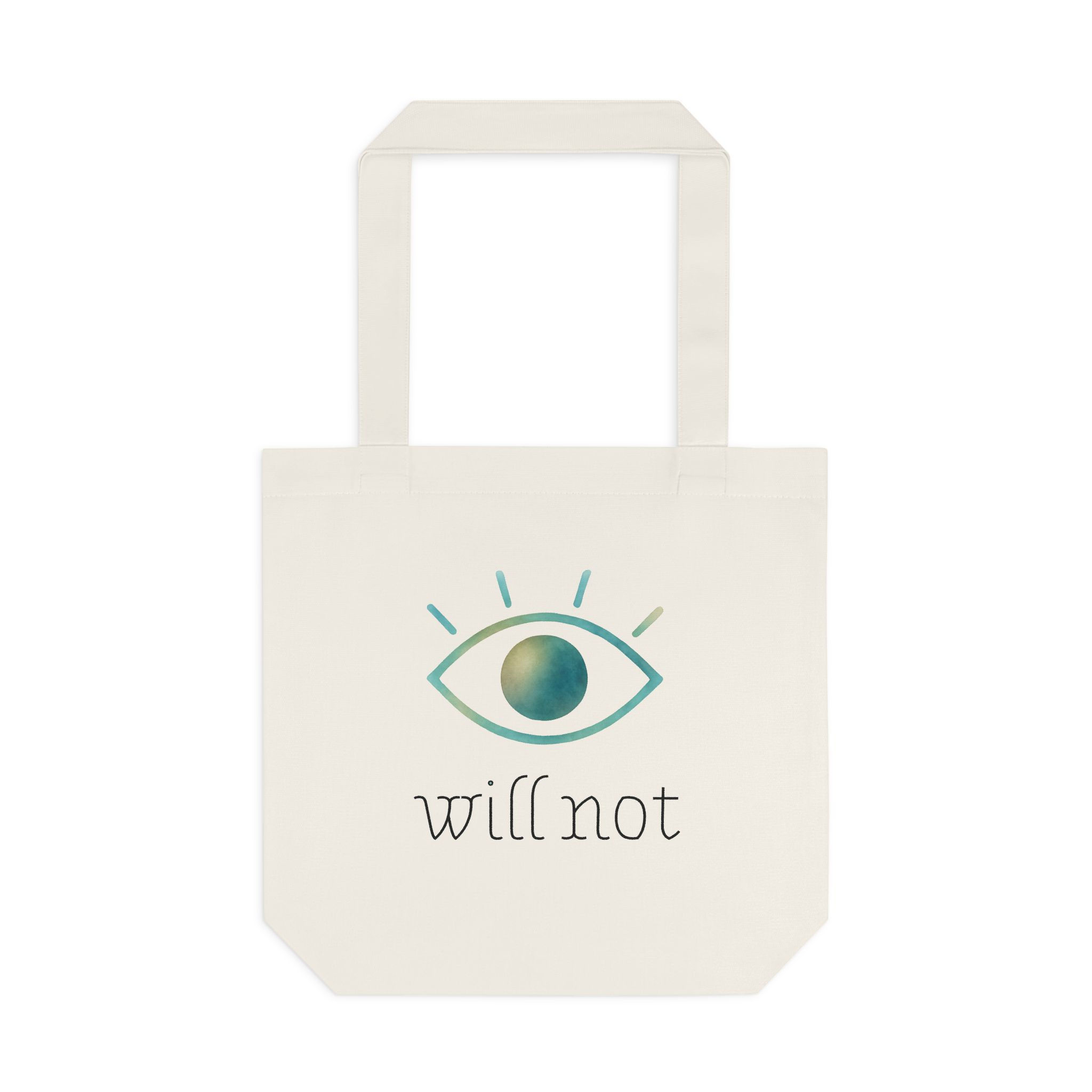 Eye Will Not Tote Bag, Watercolor Eye Pun Cotton Canvas Tote