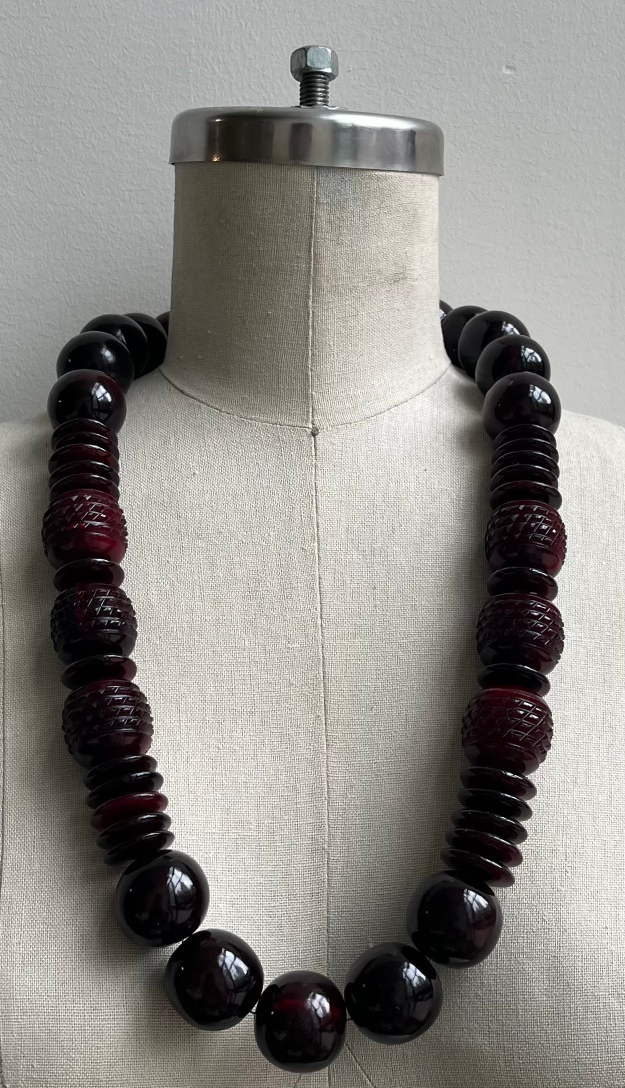 Deep Red Water Buffalo Horn Beads Necklace 