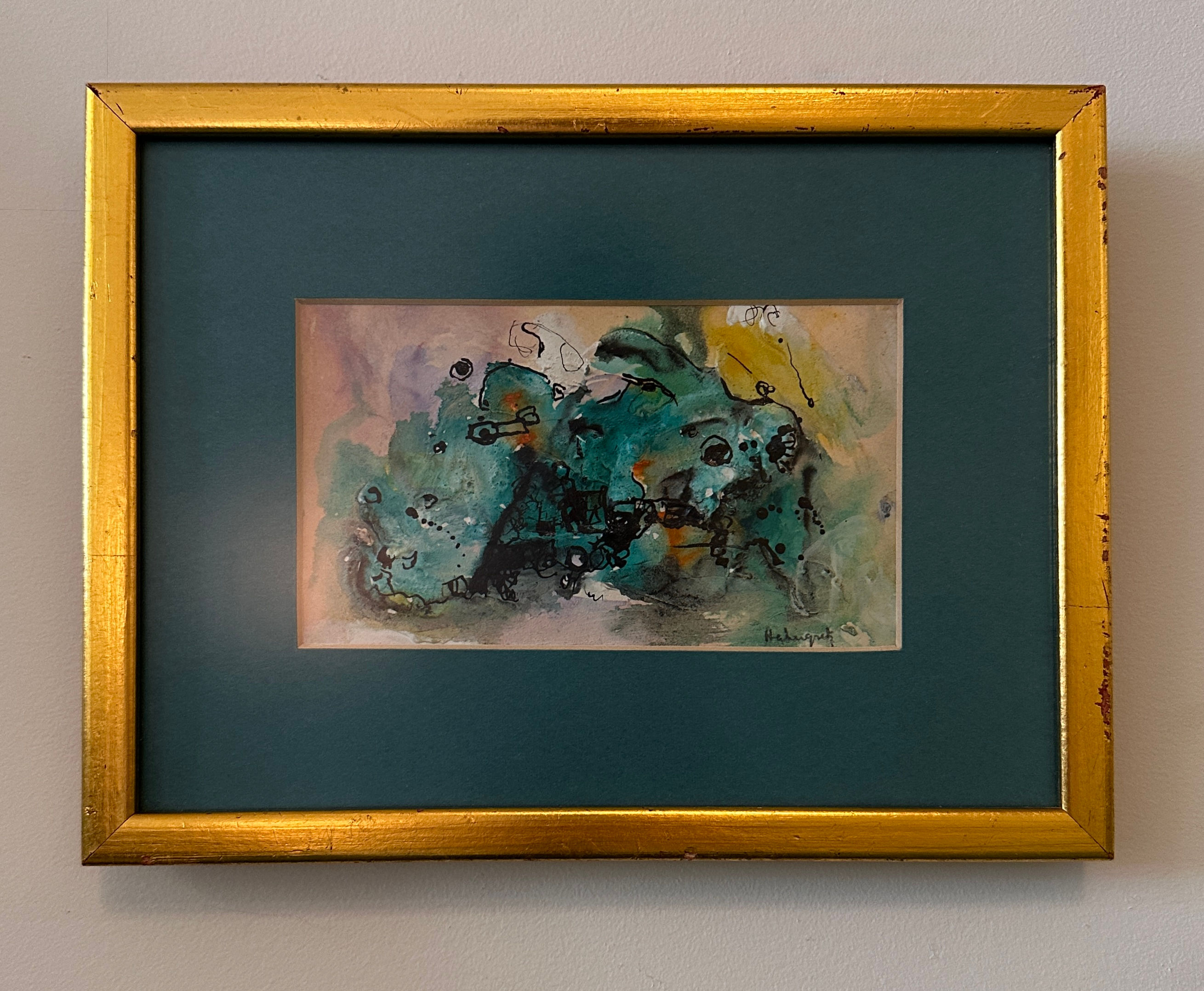 Mid-century George Habergritz Framed Abstract Watercolor Painting