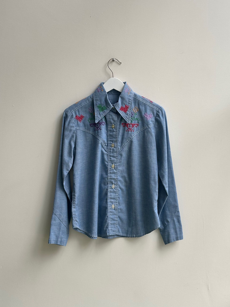 Vintage Embroidered Reworked Cotton Shirt Small/Medium