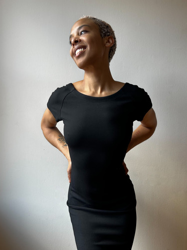 The Row Open Back Black Midi Dress