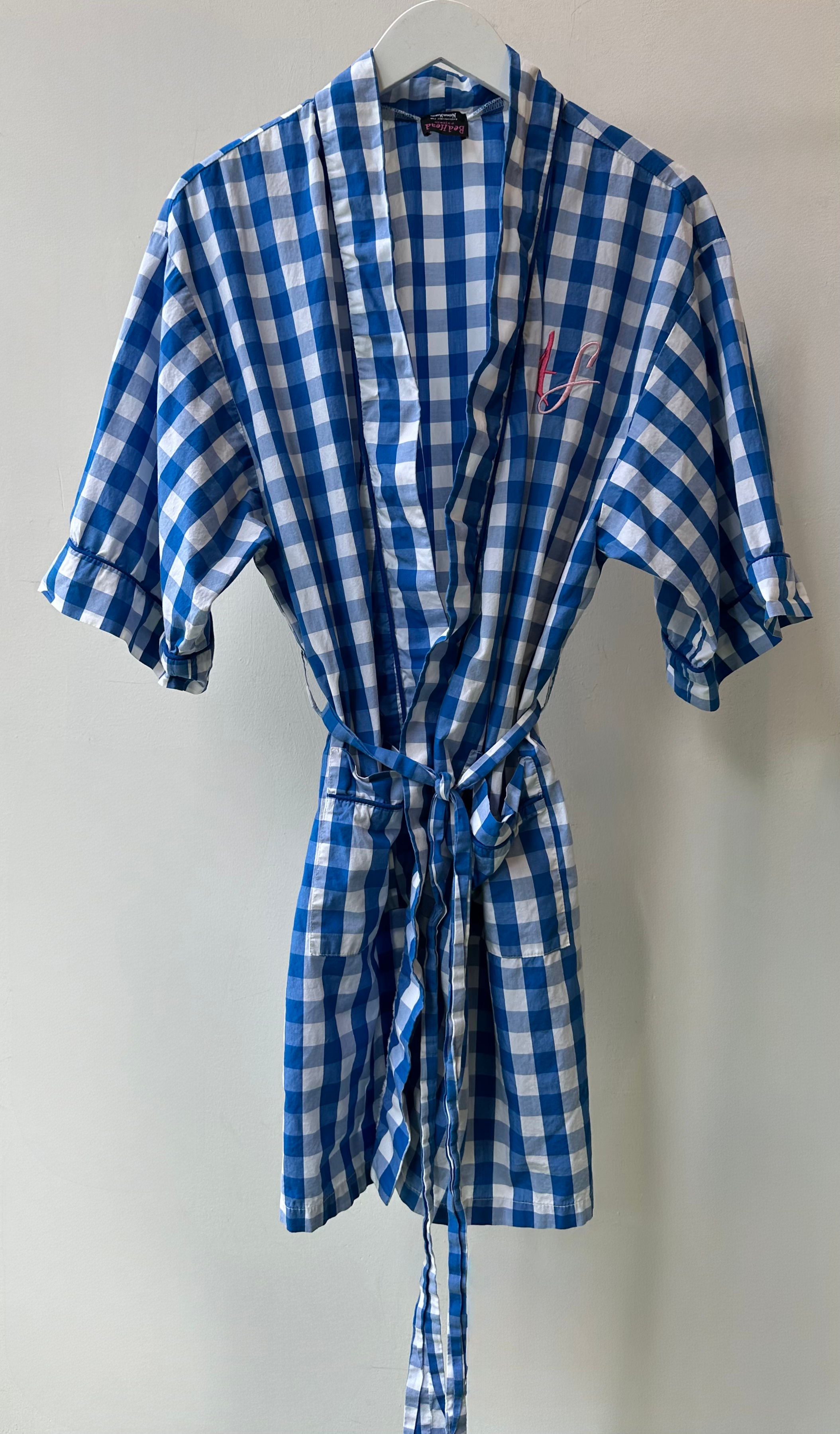 Amy Sedaris' BedHead Pajamas x Neiman Marcus Blue Gingham Robe with Monogram