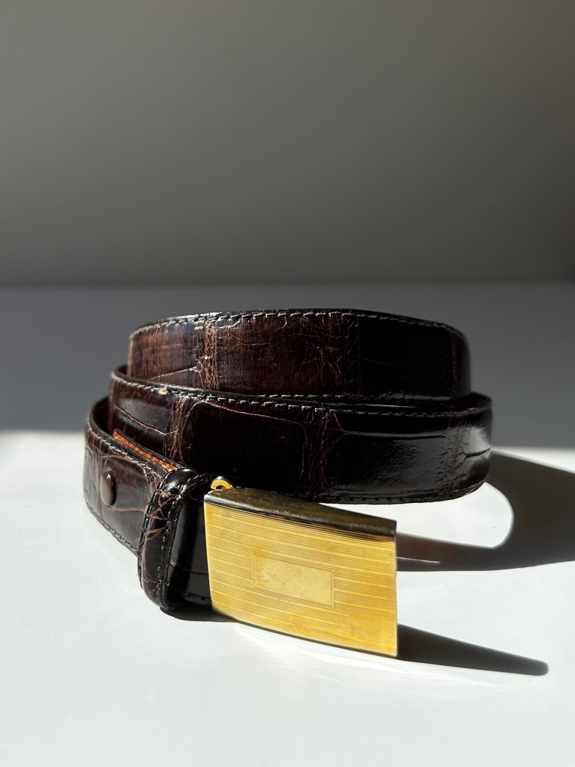 Ralph Lauren Crocodile Belt w/14K GF Buckle