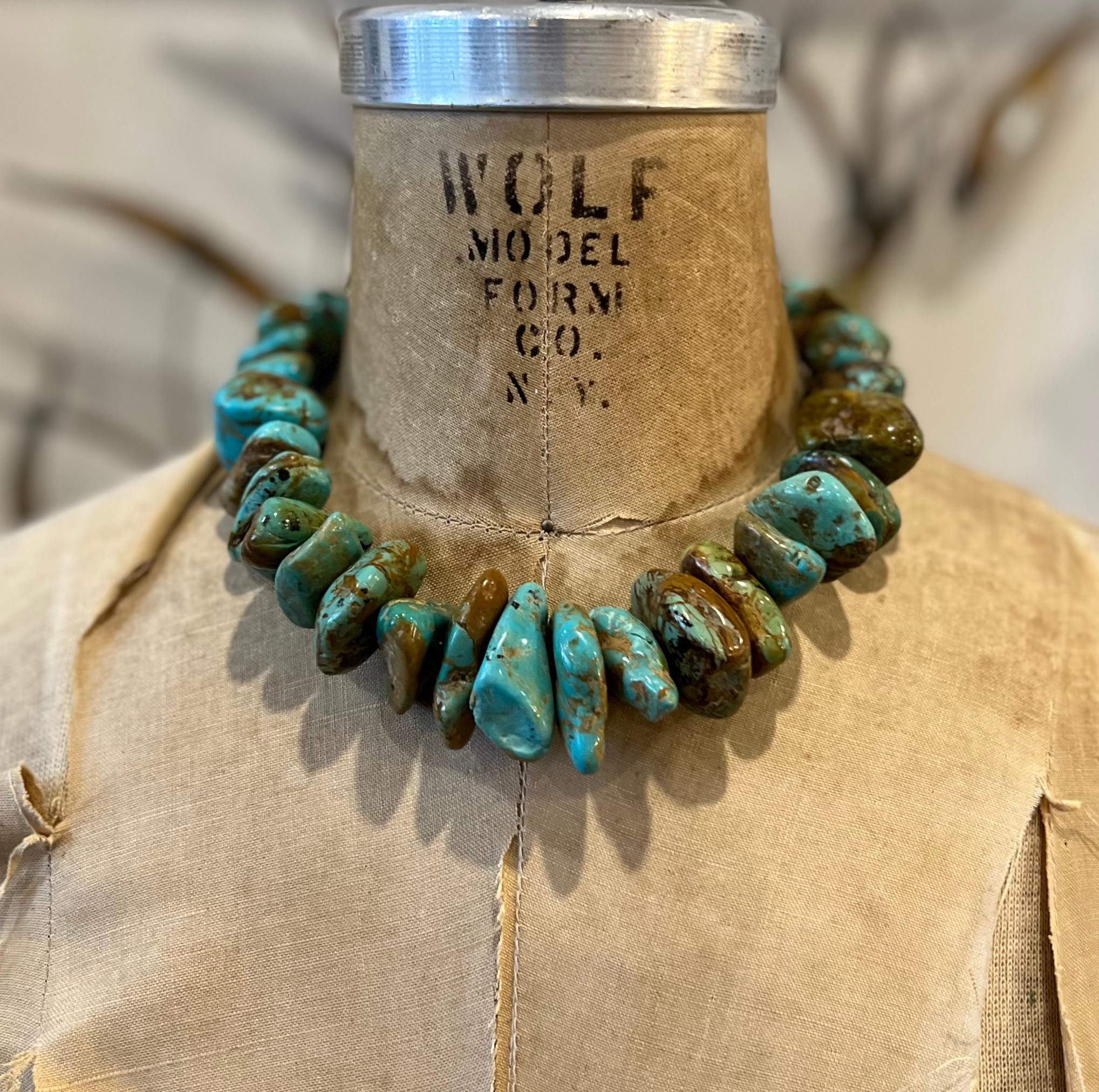 Natural Campo Frio Mexican Turquoise with Sterling Silver Necklace