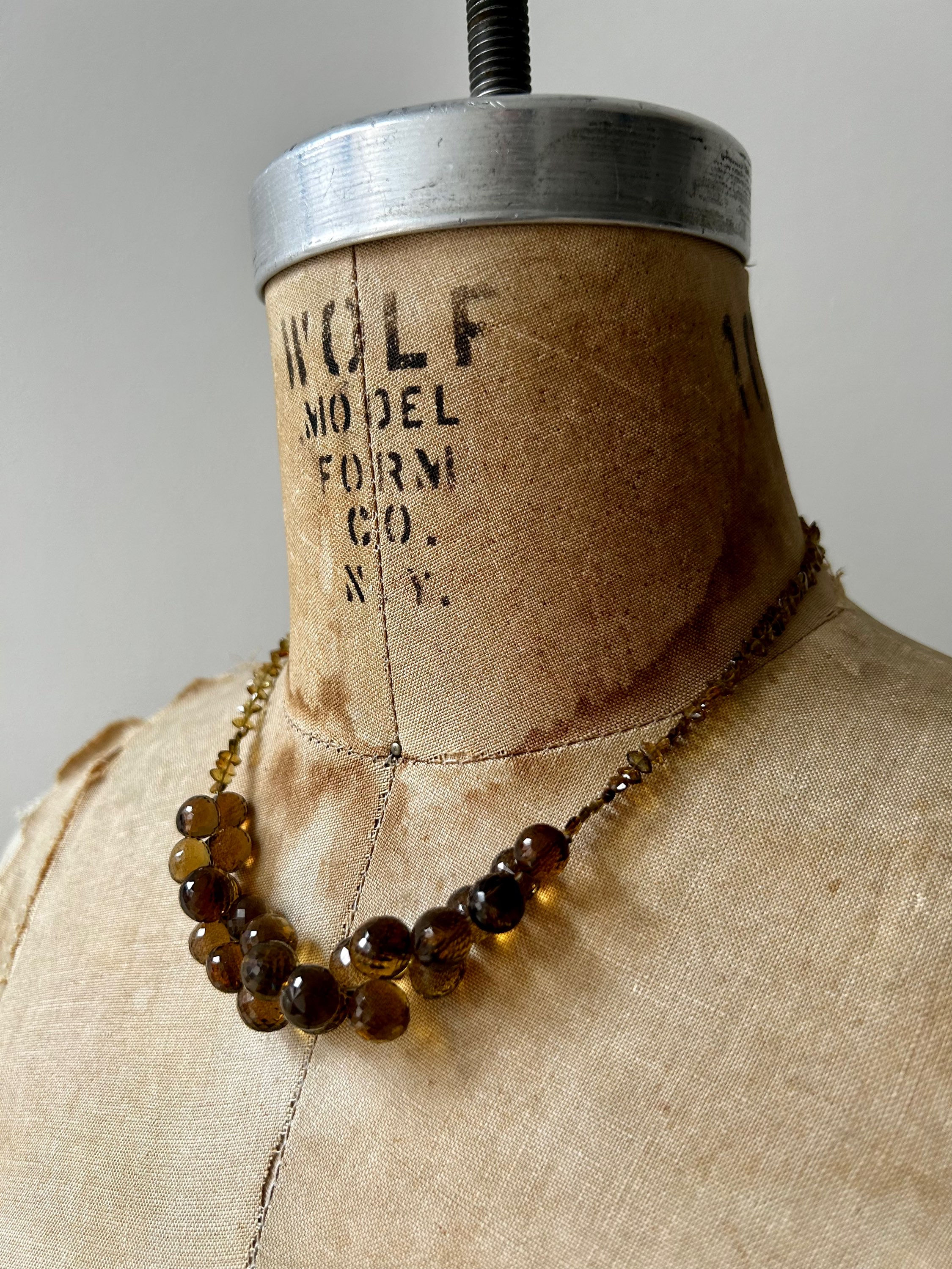 Olive Green Tourmaline, Quartz, and Sterling Silver Necklace