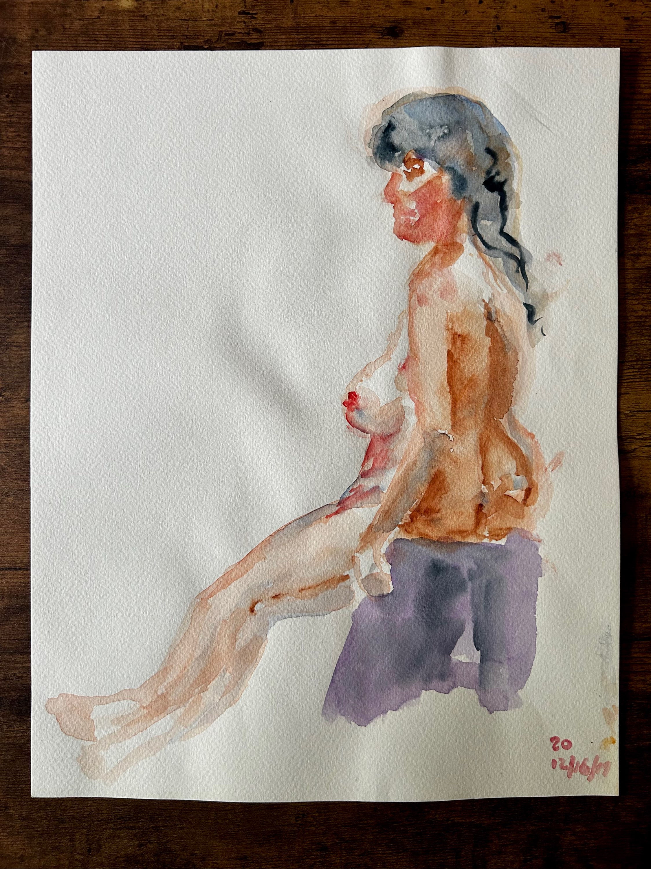 Stanley Rosenberg Watercolor of Nude Model 1